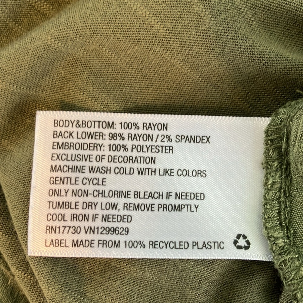 Knox Rose Embroidered boho Olive Green Women's Top - Picture 11 of 12